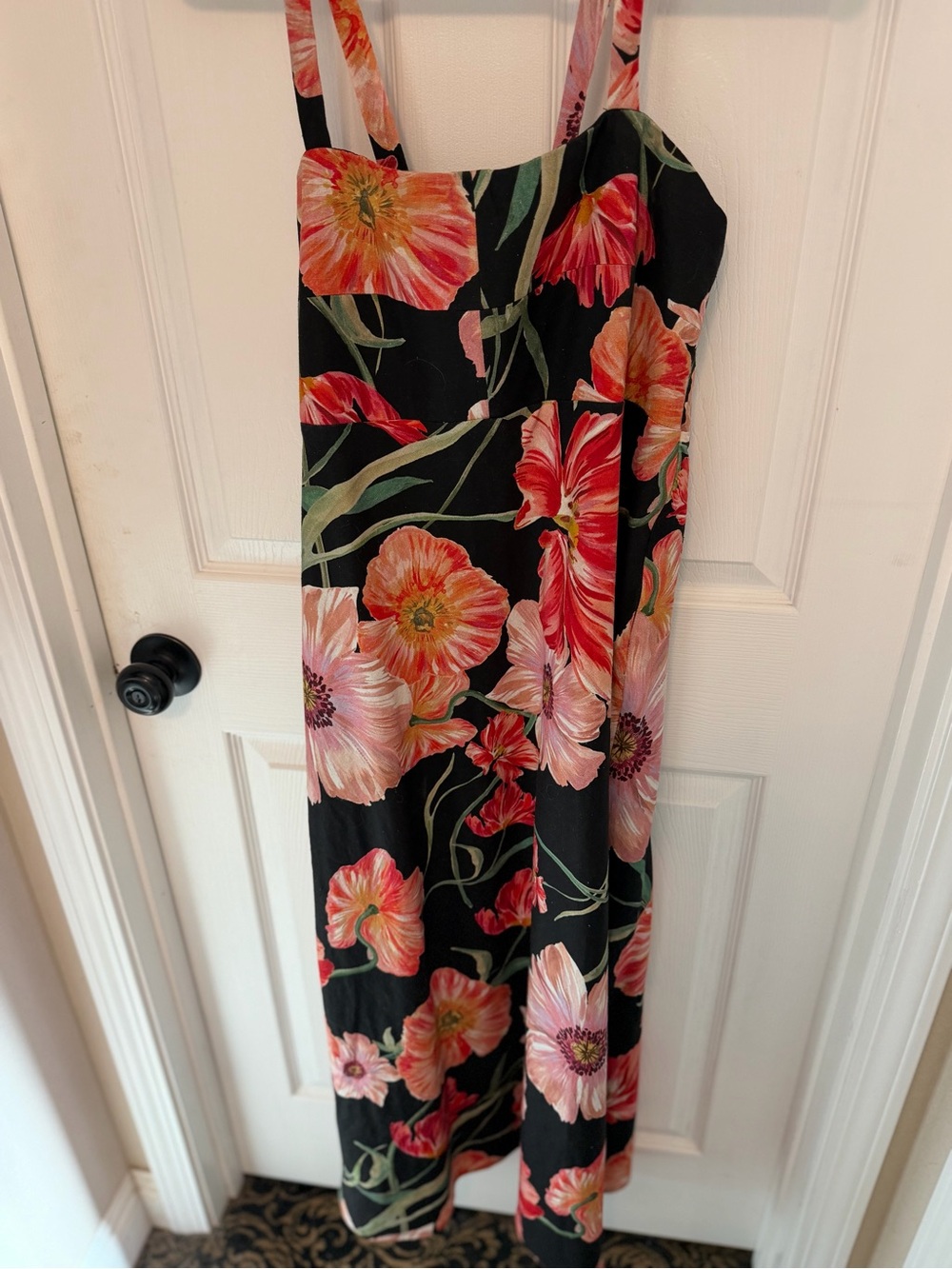 Wayf Black Maxi Dress with Pink & Coral Floral Print
